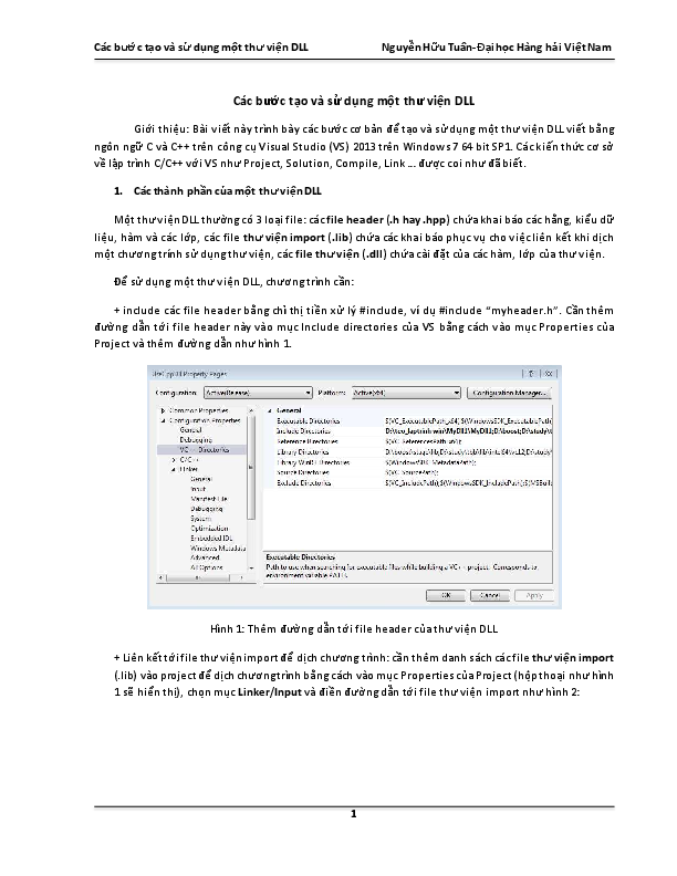 First page of “Các bước tạo và sử dụng một thư viện DLL ”
