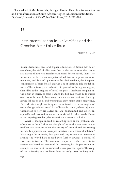 (PDF) Instrumentalization in Universities and the Creative Potential of ...