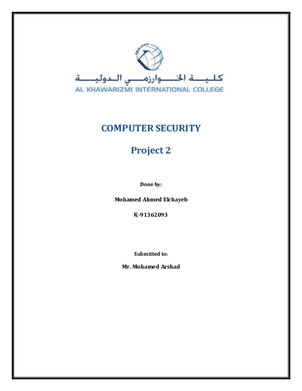(DOC) COMPUTER SECURITY Project 2 Done by