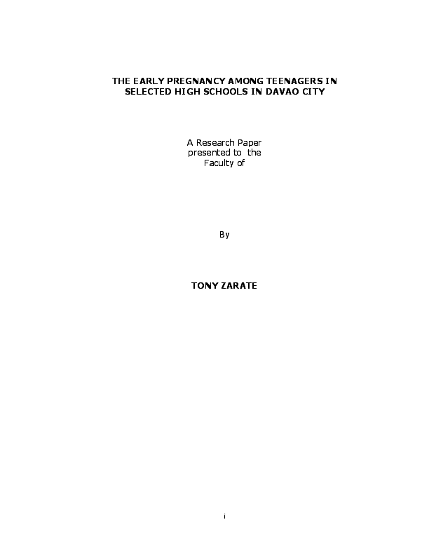 (DOC) THE EARLY PREGNANCY AMONG TEENAGERS IN SELECTED HIGH SCHOOLS IN ...