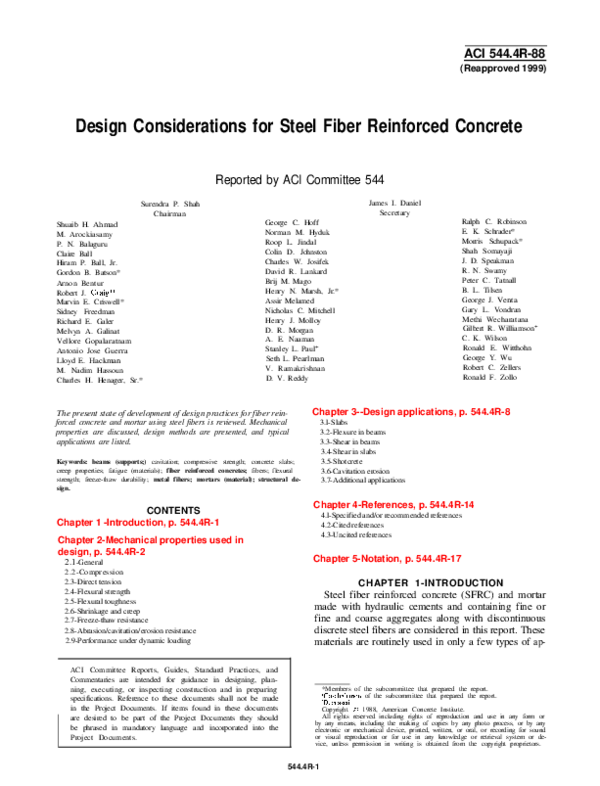 (PDF) Design Considerations for Steel Fiber Reinforced Concrete
