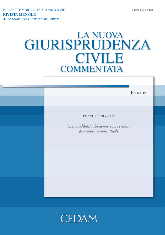 (PDF) La prevedibilità del danno come criterio di equilibrio contrattuale