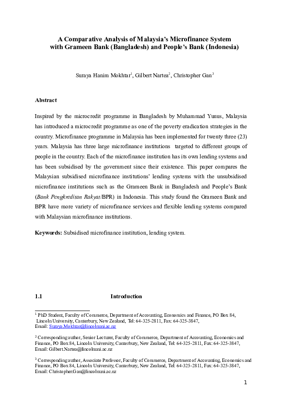 Doc A Comparative Analysis Of Malaysia S Microfinance System With