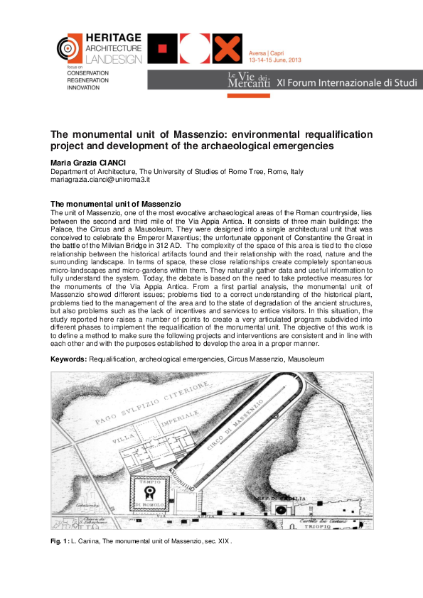 (PDF) The monumental unit of Massenzio: environmental requalification ...