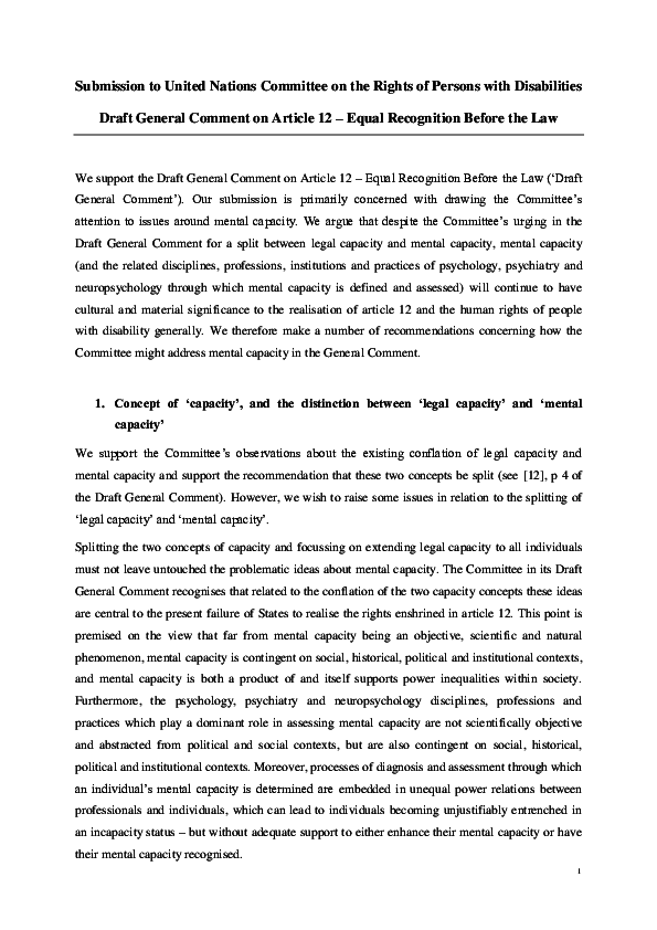 (PDF) Submission to the United Nations Committee on the Rights of ...