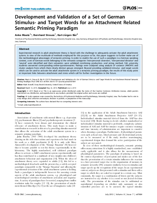 (PDF) Development and Validation of a Set of German Stimulus-and Target ...