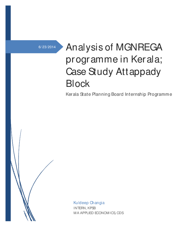 (PDF) Analysis of MGNREGA programme in Kerala; Case Study Attappady Block Kerala State Planning