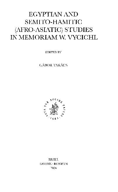 (PDF) « Remarques sur quelques étymologies coptes », in : G. Takács (ed ...