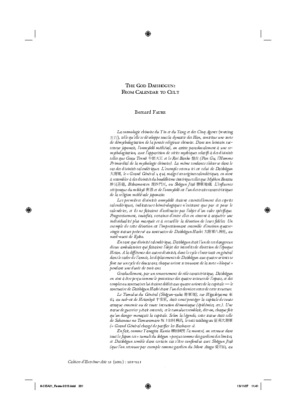 Pdf The God Daishōgun From Calendar To Cult Bernard Faure Academia Edu