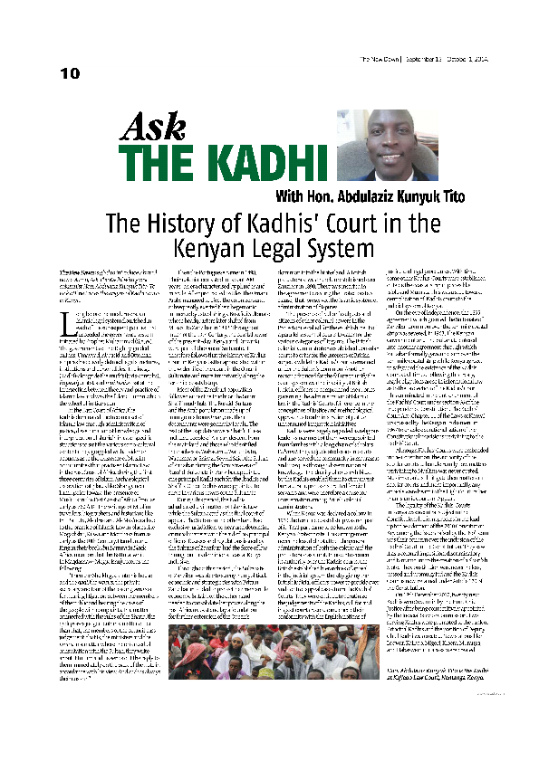 (PDF) History of the Kadhis' Courts in the Kenya Legal System Tito