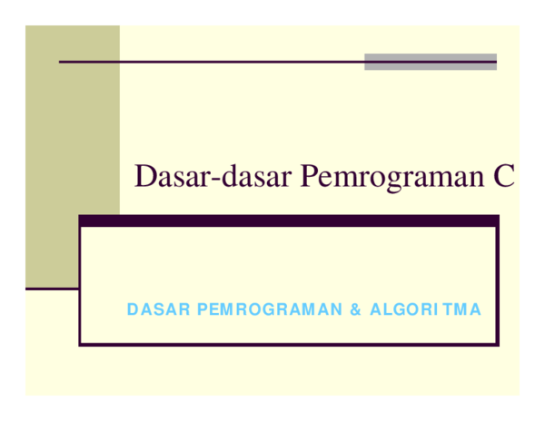 (PDF) Dasar-dasar Pemrograman C
