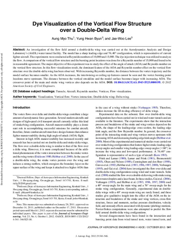 Pdf Dye Visualization Of The Vortical Flow Structure Over A Double