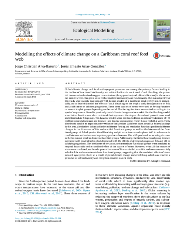 (PDF) Modelling the effects of climate change on a Caribbean coral reef ...