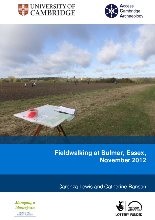(PDF) Fieldwalking at Bulmer, Essex, 2012.