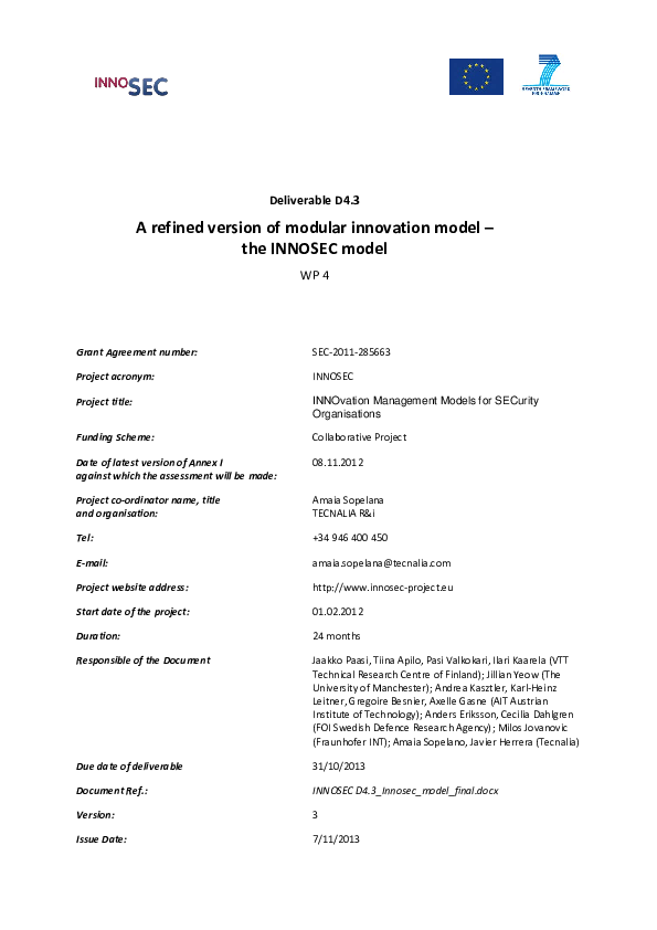 (PDF) INNOSEC Modular Innovation Model