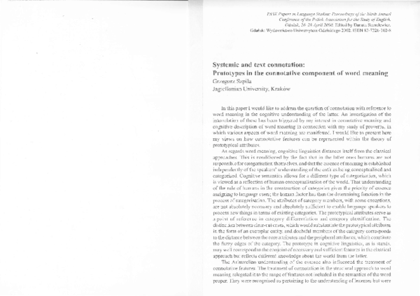 (PDF) Systemic and text connotation: prototypes in the connotative ...