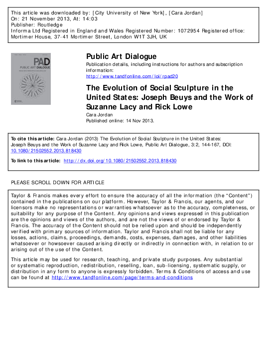 (PDF) The Evolution of Social Sculpture in the United States Joseph