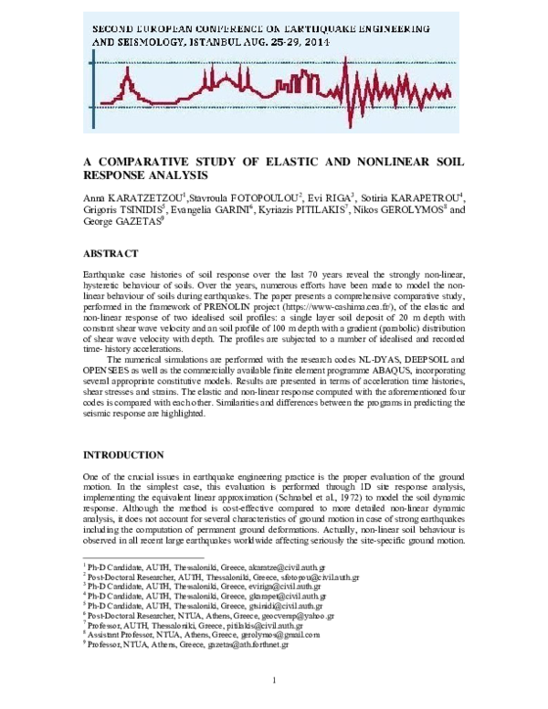 (PDF) A COMPARATIVE STUDY OF ELASTIC AND NONLINEAR SOIL RESPONSE ANALYSIS