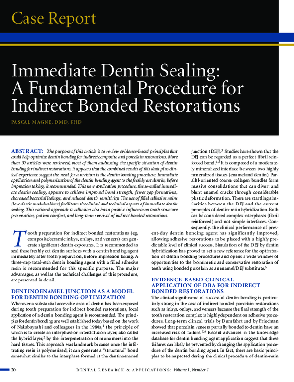 (PDF) Immediate Dentin Sealing A Fundamental Procedure for Indirect