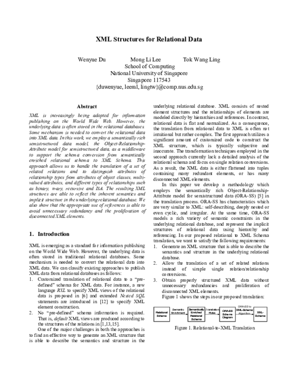 (PDF) XML Structures for Relational Data