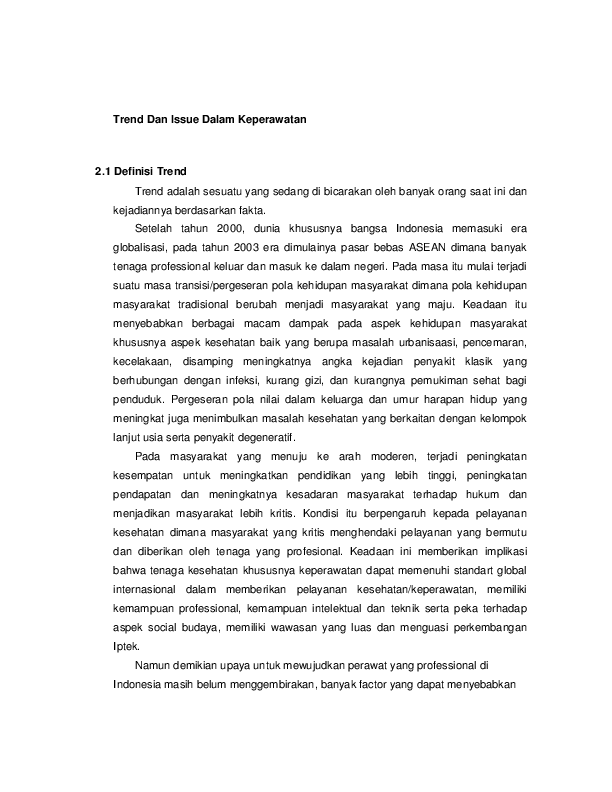 (DOC) Trend Dan Issue Dalam Keperawatan Ardi Artana