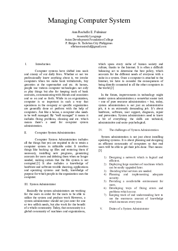 (DOC) Managing Computer System