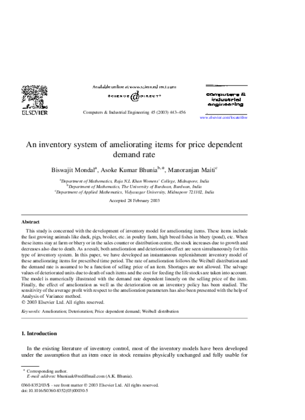 (PDF) An inventory system of ameliorating items for price dependent ...
