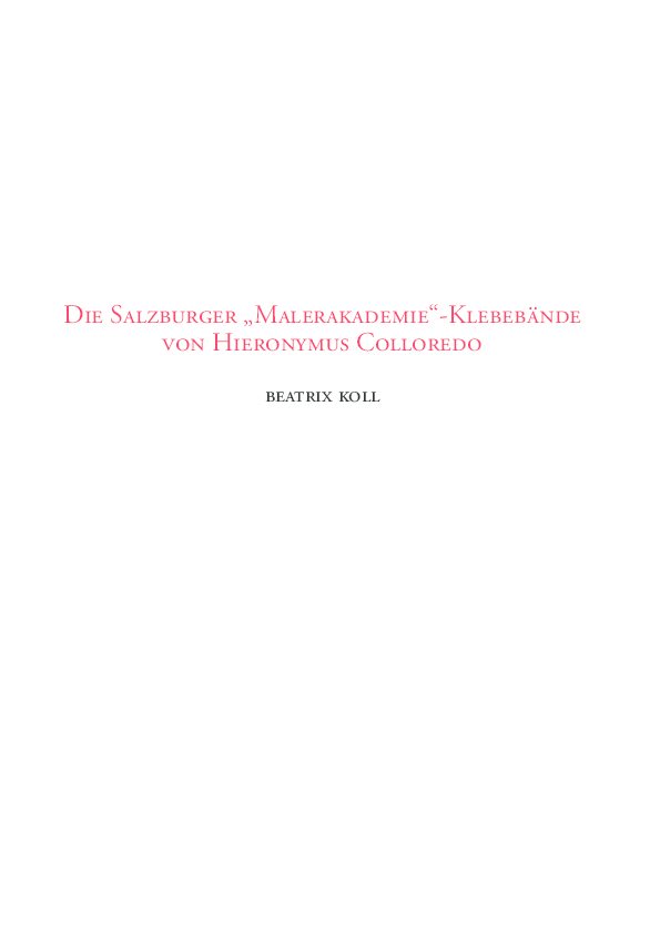 Die Salzburger "Malerakademie"-Klebebände von Hieronymus Colloredo