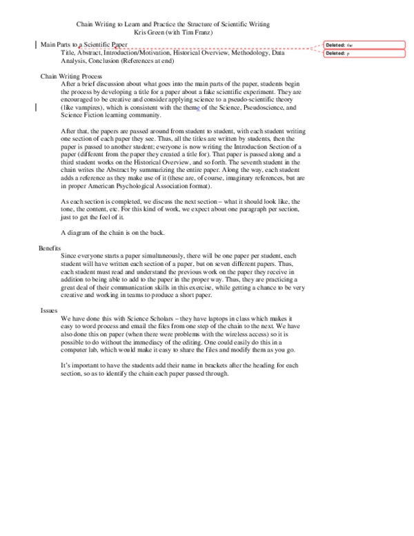 (PDF) Chain Writing to Learn and Practice the Structure of Scientific ...