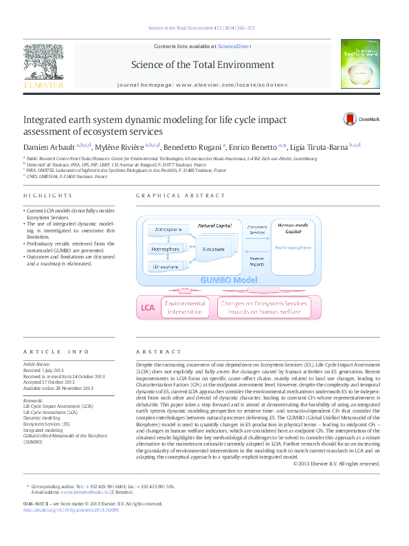 Integrated earth system dynamic modeling for life cycle impact ...