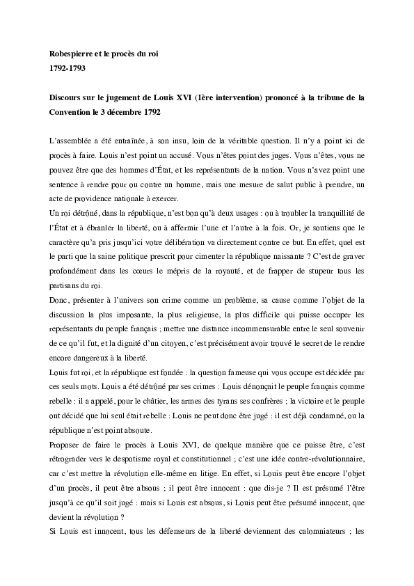 (PDF) Robespierre et le procès du roi Louis XVI 1793 Jeanclément