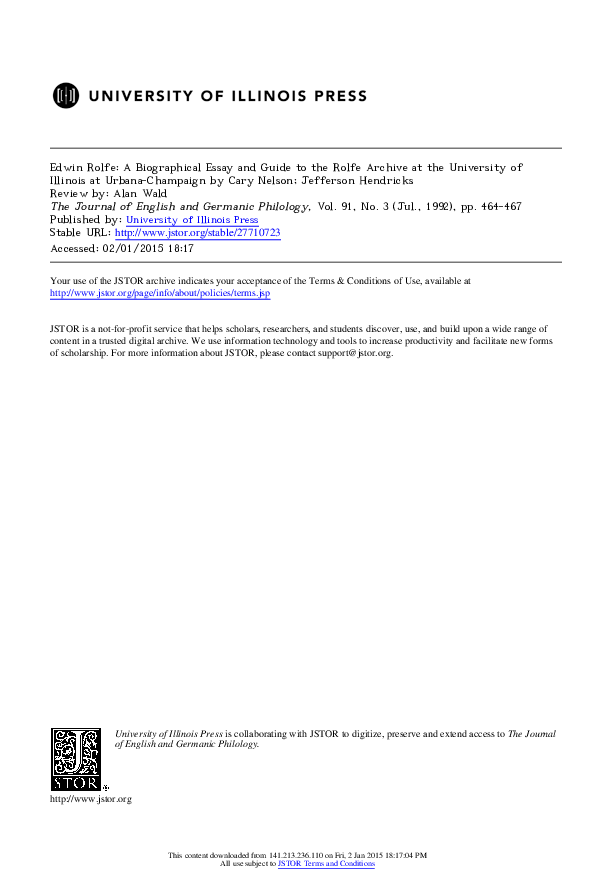 安価 At Archive Rolfe The To Guide And Essay Biographical A Rolfe Edwin The Urbana Champaign At Illinois Of University その他