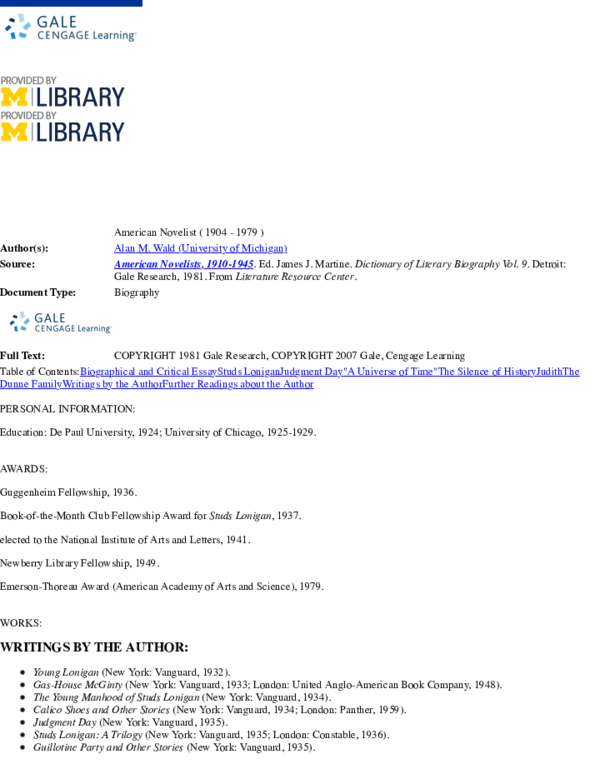 James t farrell farrell james t homas vol 1 essay 05 picture