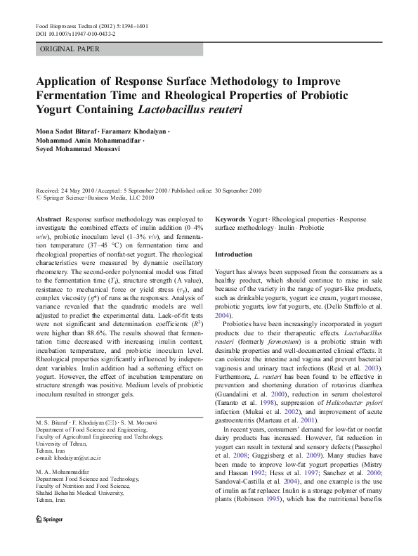 (PDF) Application of Response Surface Methodology to Improve ...