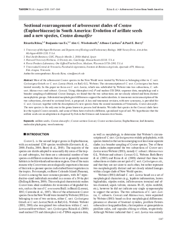 (PDF) Sectional rearrangement of arborescent clades of Croton ...