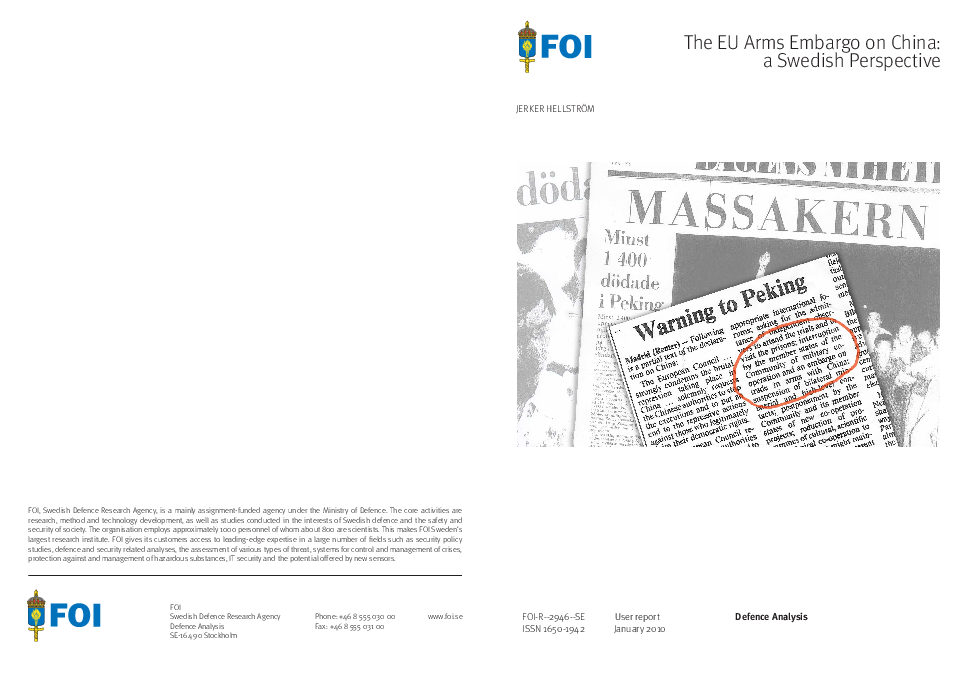 (PDF) The EU Arms Embargo on China a Swedish Perspective (2010