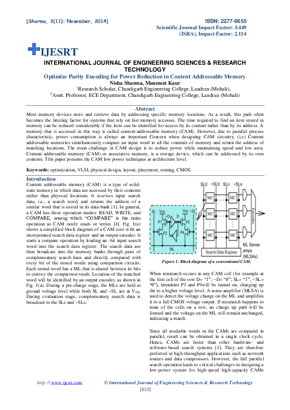 (PDF) Optimize Parity Encoding for Power Reduction in Content ...