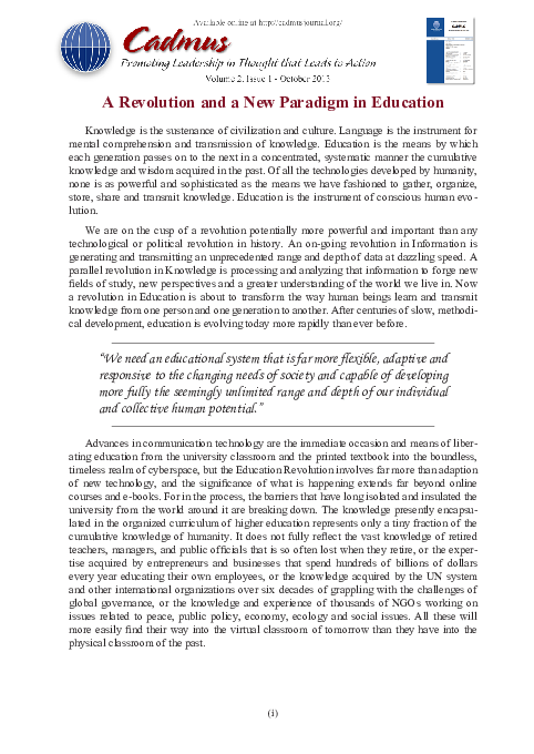 (PDF) A Revolution and a New Paradigm in Education