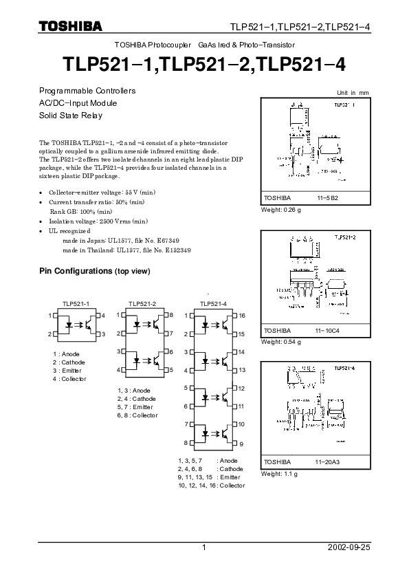 (PDF) Tlp521 optocupler datasheet yaşar uyan Academia.edu