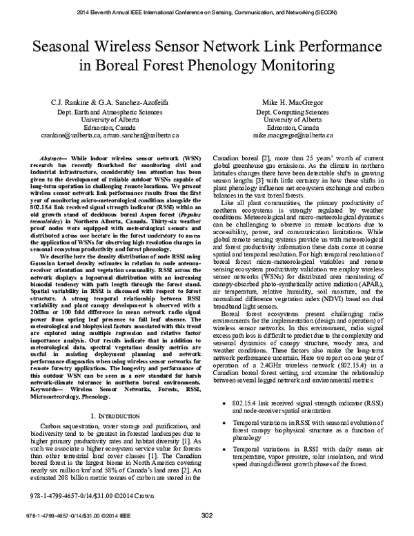 (PDF) Seasonal Wireless Sensor Network Link Performance in Boreal ...