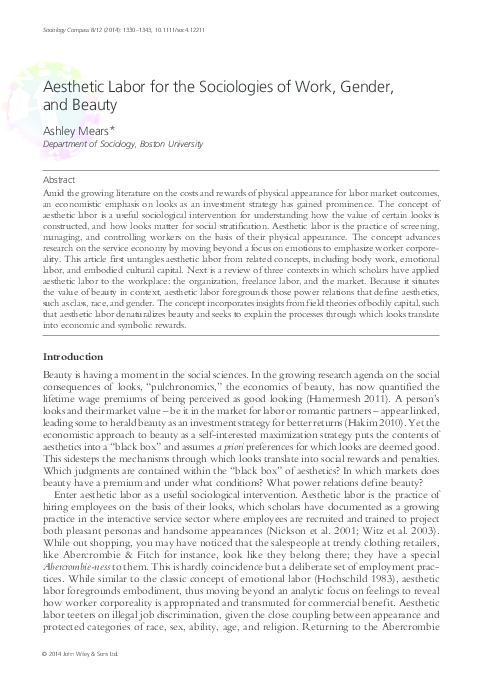 Aesthetic labour essay image