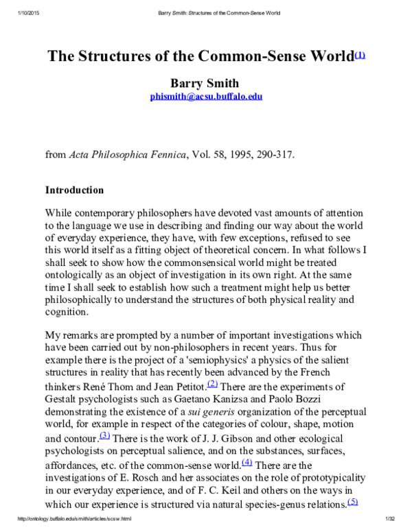 (PDF) The structures of the common-sense world