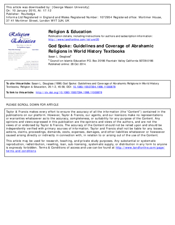 (PDF) God Spoke: Guidelines and Coverage of Abrahamic Religions in ...