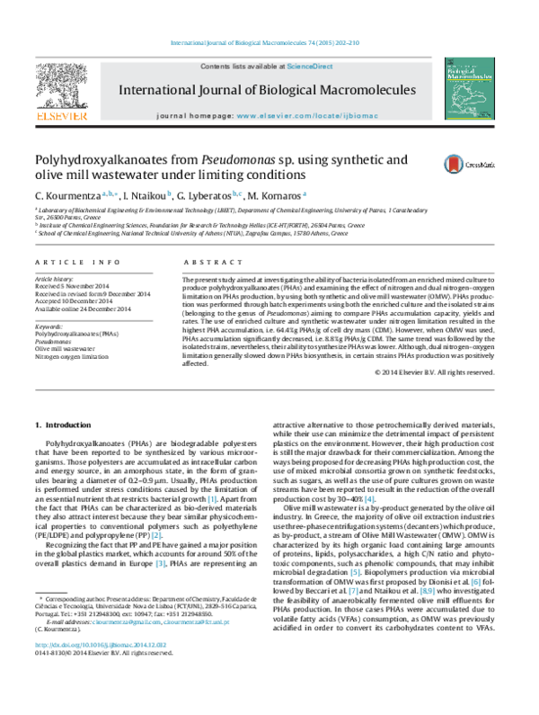 (PDF) Polyhydroxyalkanoates from Pseudomonas sp. using synthetic and ...