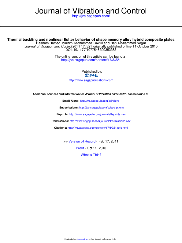 (PDF) Thermal Buckling and Nonlinear Flutter Behavior of Shape Memory ...
