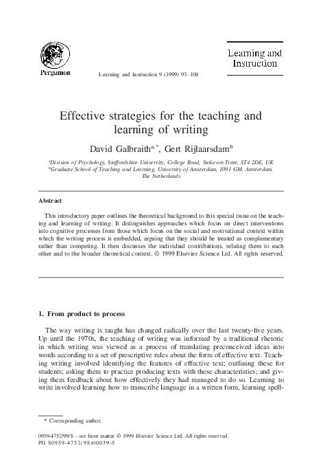 (PDF) Effective strategies for the teaching and learning of writing