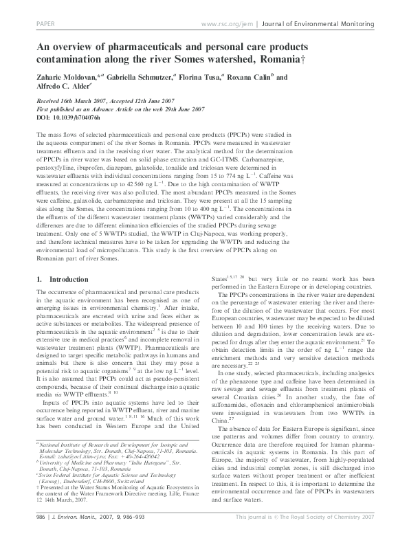 (PDF) An overview of pharmaceuticals and personal care products ...