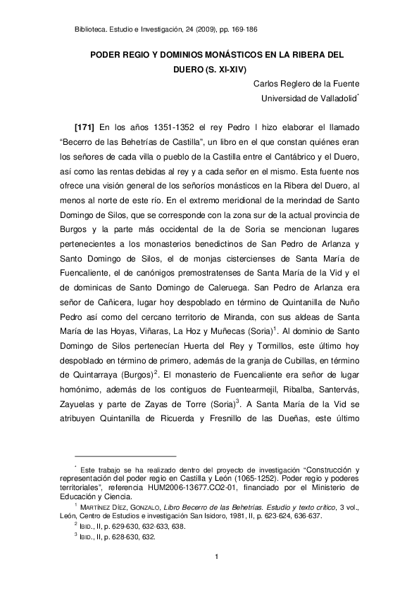 (PDF) Poder regio y dominios monásticos en la Ribera del Duero (s. XI-XIV)
