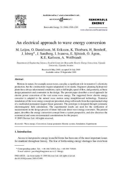 An electrical approach to wave energy conversion