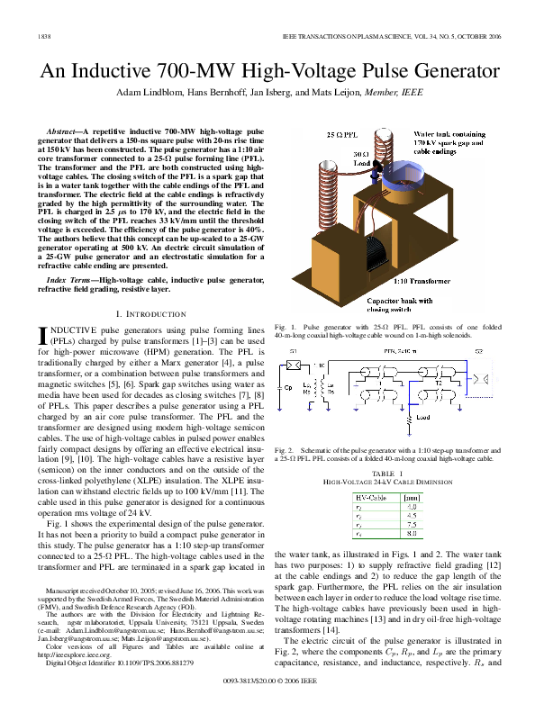 An Inductive 700MW High-Voltage Pulse Generator